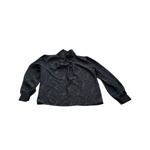 Vtg Women's Sz 12 Helene‎ St Marie Black Secretary Blouse fringed Rope Design